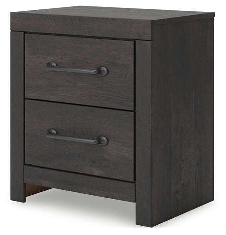 Hollivern Twin Panel Bed with Mirrored Dresser, Chest and Nightstand in Dark Gray from Ashley - Luna Furniture