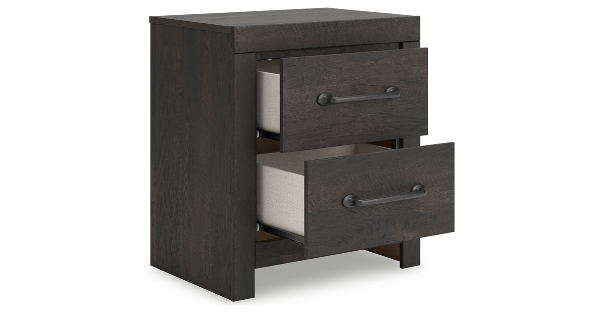Hollivern Twin Panel Storage Bed with Mirrored Dresser and Nightstand in Dark Gray from Ashley - Luna Furniture