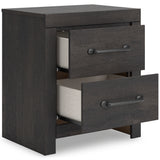 Hollivern Dark Gray Storage Panel Bedroom Set with 2 One-Side Drawers from Ashley - Luna Furniture