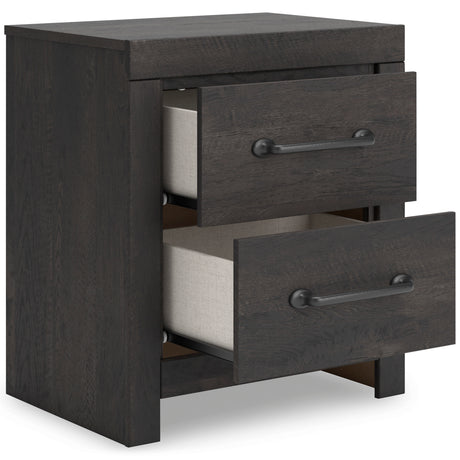Hollivern Dark Gray Storage Panel Bedroom Set with 2 One-Side Drawers from Ashley - Luna Furniture