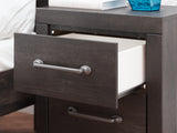 Hollivern Twin Panel Bed with Mirrored Dresser, Chest and Nightstand in Dark Gray from Ashley Furniture - Luna Furniture