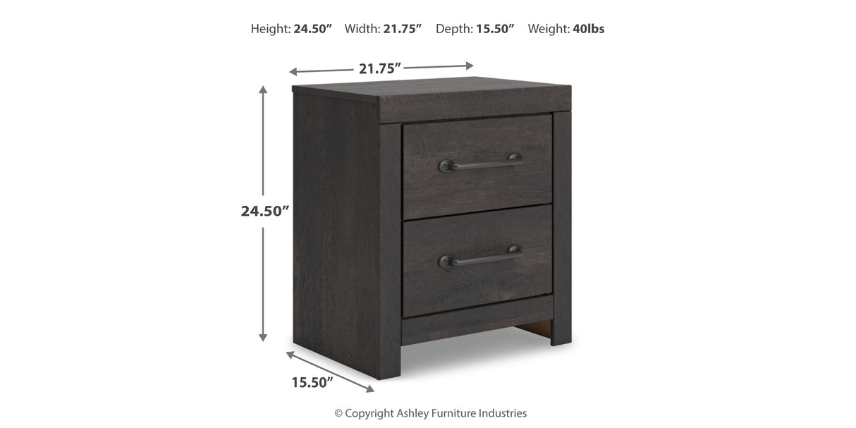 Hollivern Full Panel Bed with Dresser and Nightstand in Dark Gray from Ashley - Luna Furniture
