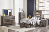 Drystan Twin Panel Bed with 4 Storage Drawers with Mirrored Dresser and Chest in Multi from Ashley - Luna Furniture