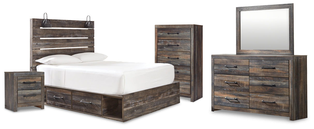 Drystan Multi LED Storage Platform Bedroom Set with 2 Drawers from Ashley - Luna Furniture