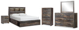 Drystan Multi Queen Bookcase Storage Bed, Dresser, Mirror, Chest and Nightstand