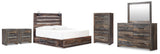 Drystan King Panel Bed with 2 Storage Drawers with Mirrored Dresser, Chest and 2 Nightstands in Multi from Ashley - Luna Furniture