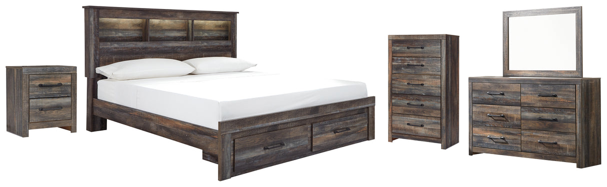 Drystan Multi King Bookcase Storage Bed, Dresser, Mirror, Chest and Nightstand from Ashley - Luna Furniture