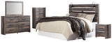 Drystan King Panel Headboard Bed with Mirrored Dresser, Chest and Nightstand in Multi from Ashley Furniture - Luna Furniture