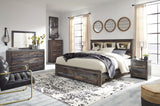 Drystan King Bookcase Bed with 2 Storage Drawers with Dresser in Multi from Ashley - Luna Furniture
