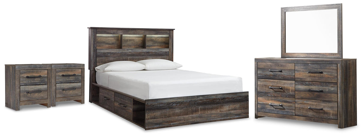 Drystan Multi Queen Bookcase Storage Bed, Dresser, Mirror and 2 Nightstands from Ashley - Luna Furniture