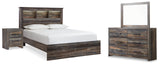 Drystan Multi LED Bookcase Panel Bedroom Set from Ashley - Luna Furniture