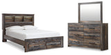 Drystan Queen Bookcase Bed with 2 Storage Drawers with Mirrored Dresser in Multi from Ashley - Luna Furniture