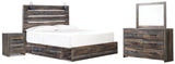 Drystan Multi King Panel Bed with Under Bed Storage, Dresser, Mirror and Nightstand from Ashley - Luna Furniture