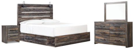 Drystan Multi King Panel Bed with Under Bed Storage, Dresser, Mirror and Nightstand from Ashley - Luna Furniture