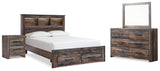 Drystan Multi LED Bookcase Storage Panel Bedroom Set from Ashley - Luna Furniture