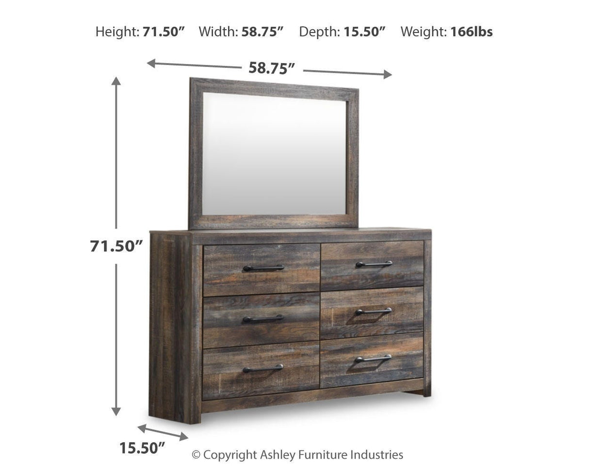 Drystan Queen Bookcase Bed with 2 Storage Drawers with Mirrored Dresser and 2 Nightstands in Multi from Ashley - Luna Furniture