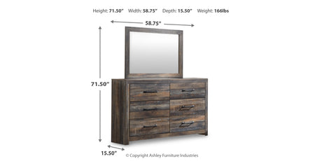 Drystan Queen Bookcase Bed with 2 Storage Drawers with Mirrored Dresser and 2 Nightstands in Multi from Ashley - Luna Furniture
