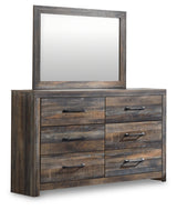 Drystan Full Bookcase Bed with 2 Storage Drawers with Mirrored Dresser and 2 Nightstands in Multi from Ashley - Luna Furniture