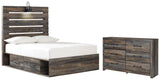 Drystan Full Panel Bed with 2 Storage Drawers with Dresser in Multi from Ashley Furniture - Luna Furniture