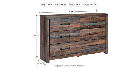 Drystan King Bookcase Bed with 4 Storage Drawers with Dresser in Multi from Ashley - Luna Furniture