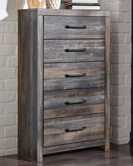 Drystan Queen Bookcase Bed with 4 Storage Drawers with Mirrored Dresser, Chest and 2 Nightstands in Multi from Ashley - Luna Furniture