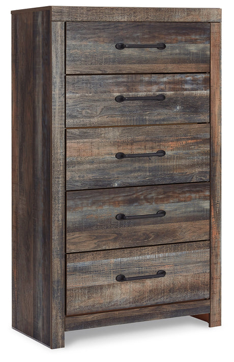 Drystan Queen Bookcase Bed with 2 Storage Drawers with Mirrored Dresser, Chest and 2 Nightstands in Multi from Ashley - Luna Furniture