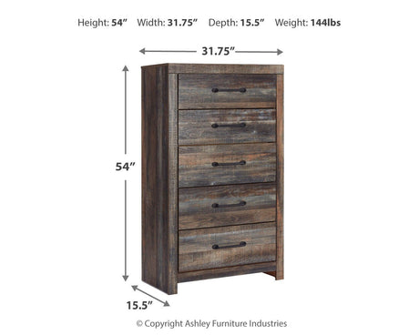 Drystan King Bookcase Bed with 2 Storage Drawers with Mirrored Dresser, Chest and 2 Nightstands in Multi from Ashley - Luna Furniture