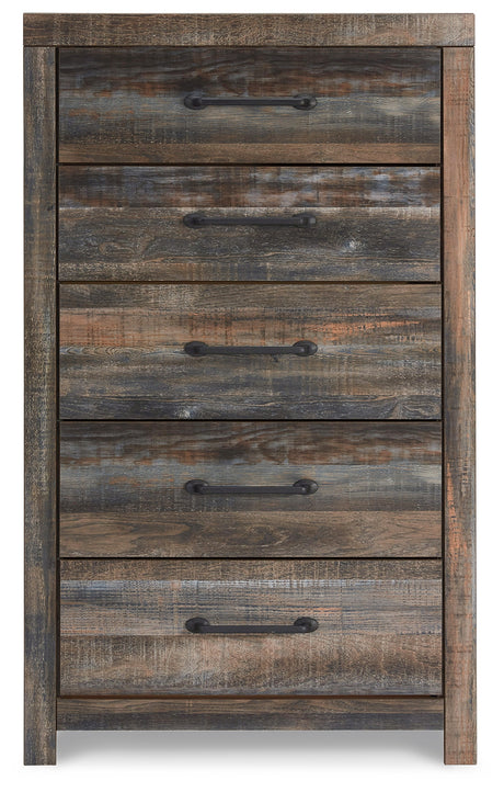 Drystan Queen Bookcase Bed with 2 Storage Drawers with Mirrored Dresser, Chest and 2 Nightstands in Multi from Ashley - Luna Furniture