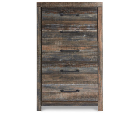 Drystan King Bookcase Bed with 4 Storage Drawers with Mirrored Dresser and Chest in Multi from Ashley - Luna Furniture