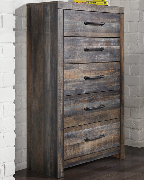 Drystan Twin Panel Bed with 4 Storage Drawers with Mirrored Dresser and Chest in Multi from Ashley Furniture - Luna Furniture