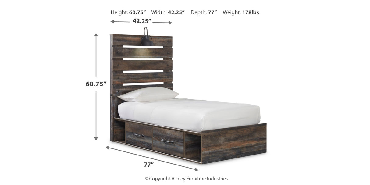 Drystan Multi LED Twin Storage Platform Bed with 2 Drawers from Ashley Furniture - Luna Furniture