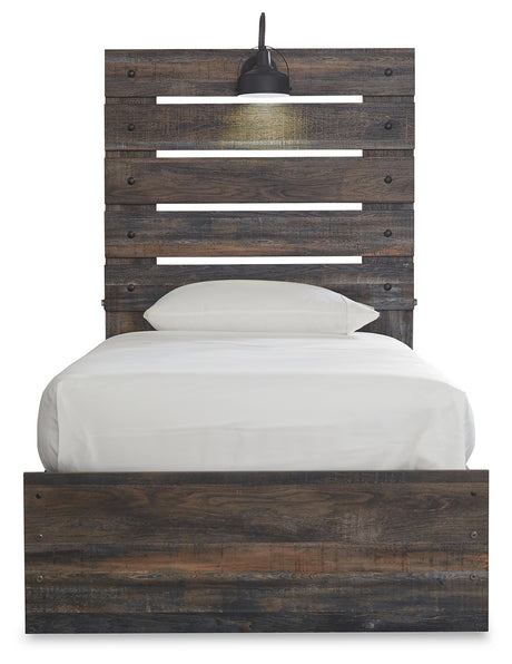 Drystan Twin Panel Bed with 4 Storage Drawers with Mirrored Dresser and Chest in Multi from Ashley Furniture - Luna Furniture