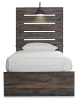 Drystan Twin Panel Bed with 4 Storage Drawers with Mirrored Dresser and Chest in Multi from Ashley Furniture - Luna Furniture