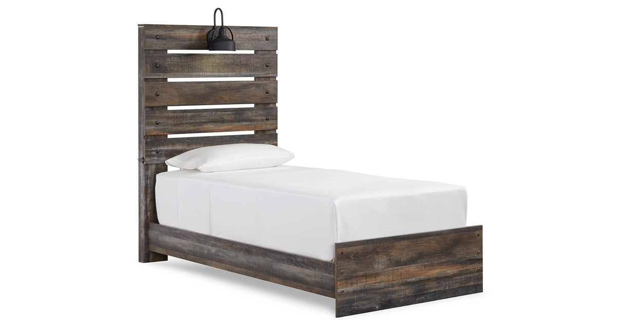 Drystan Twin Panel Bed with Mirrored Dresser and 2 Nightstands in Multi from Ashley Furniture - Luna Furniture