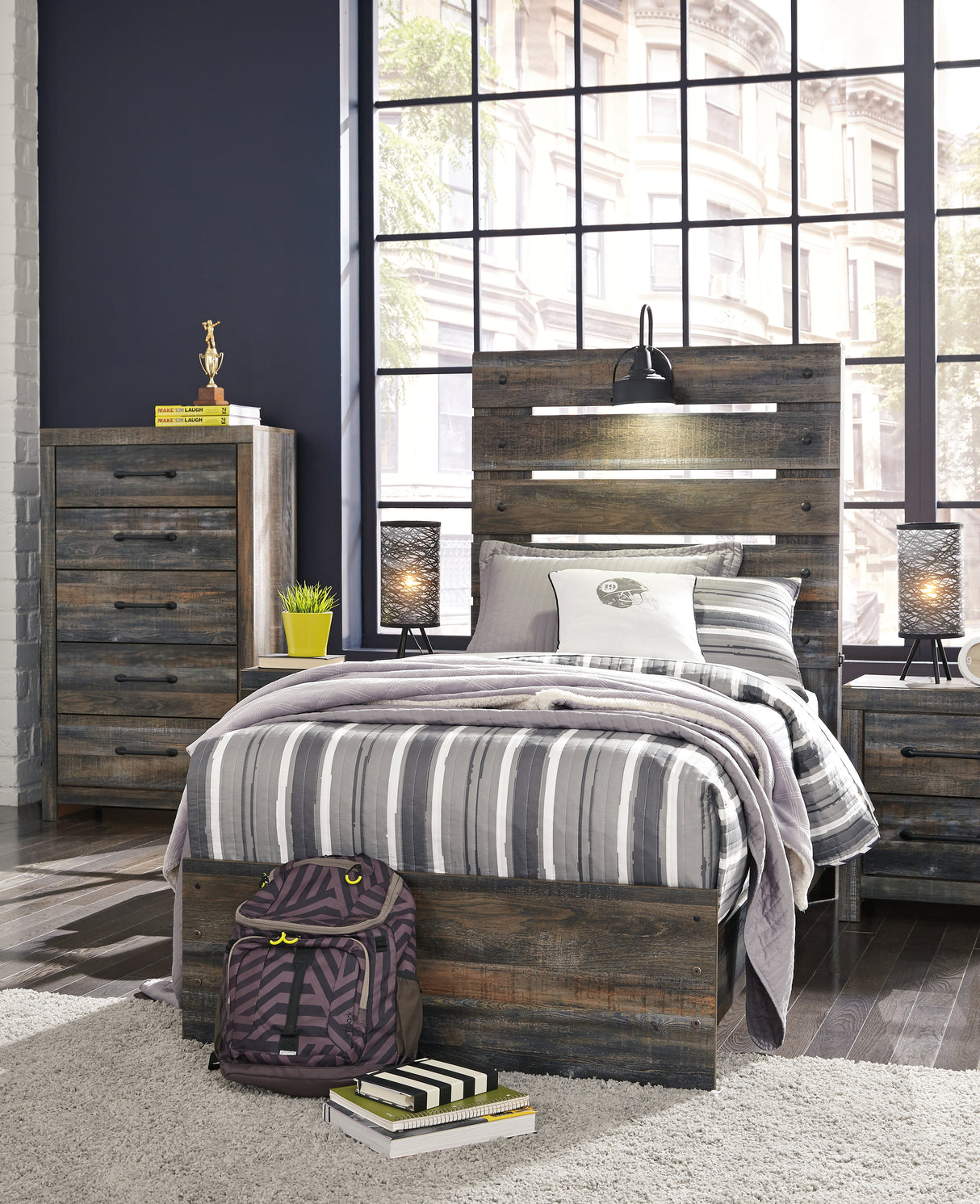 Drystan Multi LED Twin Panel Bed from Ashley Furniture - Luna Furniture