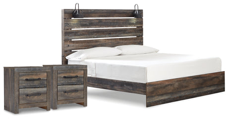 Drystan King Panel Bed with 2 Nightstands in Multi from Ashley Furniture - Luna Furniture