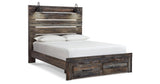 Drystan Queen Panel Bed with 2 Storage Drawers with Mirrored Dresser and Chest in Multi from Ashley Furniture - Luna Furniture