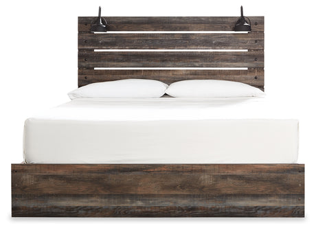 Drystan King Panel Bed with 4 Storage Drawers with Mirrored Dresser, Chest and 2 Nightstands in Multi from Ashley Furniture - Luna Furniture