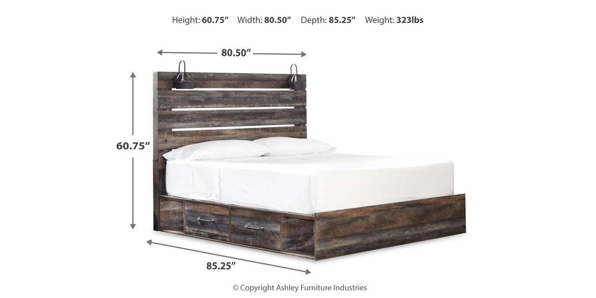 Drystan Multi King LED Storage Platform Bed with 4 Drawers from Ashley - Luna Furniture