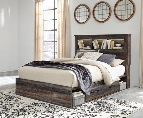 Drystan Multi Queen LED Bookcase Storage Platform Bed with 2 Drawers from Ashley - Luna Furniture