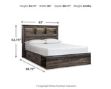 Drystan Queen Bookcase Bed with 2 Storage Drawers with Mirrored Dresser and 2 Nightstands in Multi from Ashley - Luna Furniture