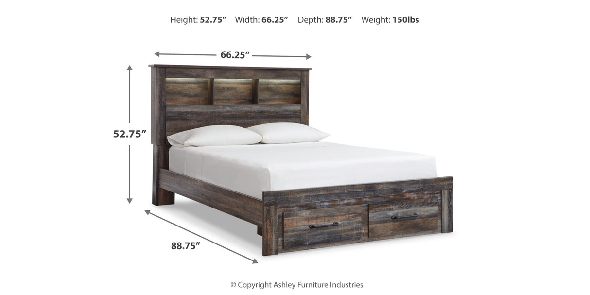 Drystan Multi Queen LED Bookcase Storage Panel Bed from Ashley - Luna Furniture