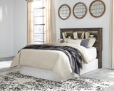 Drystan Queen/Full Bookcase Headboard Bed with Mirrored Dresser and Chest in Multi from Ashley Furniture - Luna Furniture