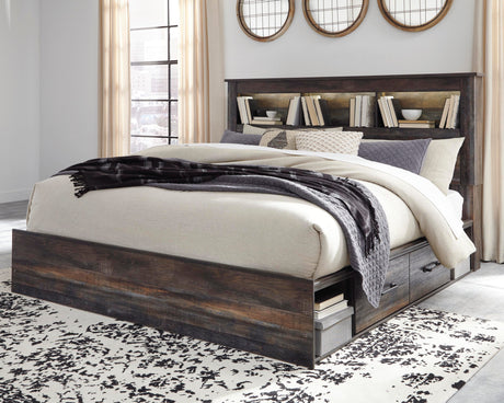 Drystan Multi King LED Bookcase Storage Platform Bed with 2 Drawers from Ashley - Luna Furniture