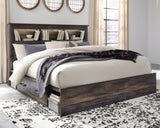 Drystan Multi King LED Bookcase Storage Platform Bed with 2 Drawers from Ashley Furniture - Luna Furniture