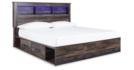 Drystan King Bookcase Bed with 2 Storage Drawers with Dresser in Multi from Ashley - Luna Furniture