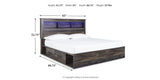 Drystan Multi King LED Bookcase Storage Platform Bed with 2 Drawers from Ashley Furniture - Luna Furniture