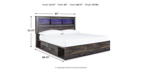 Drystan Multi King LED Bookcase Storage Platform Bed with 2 Drawers from Ashley Furniture - Luna Furniture