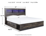 Drystan King Bookcase Bed with 2 Storage Drawers with Mirrored Dresser, Chest and 2 Nightstands in Multi from Ashley - Luna Furniture
