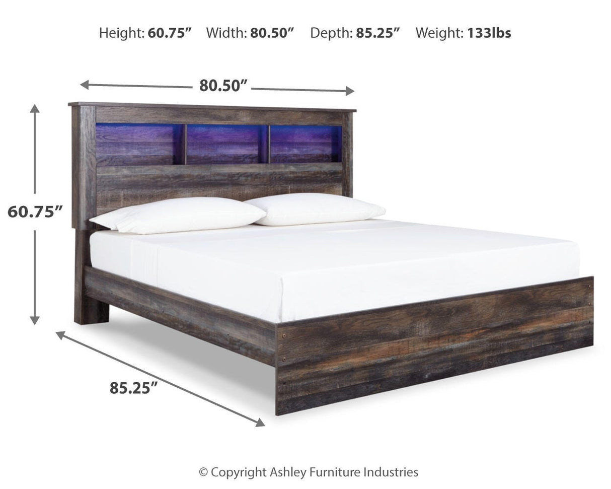 Drystan Multi King LED Bookcase Panel Bed from Ashley - Luna Furniture